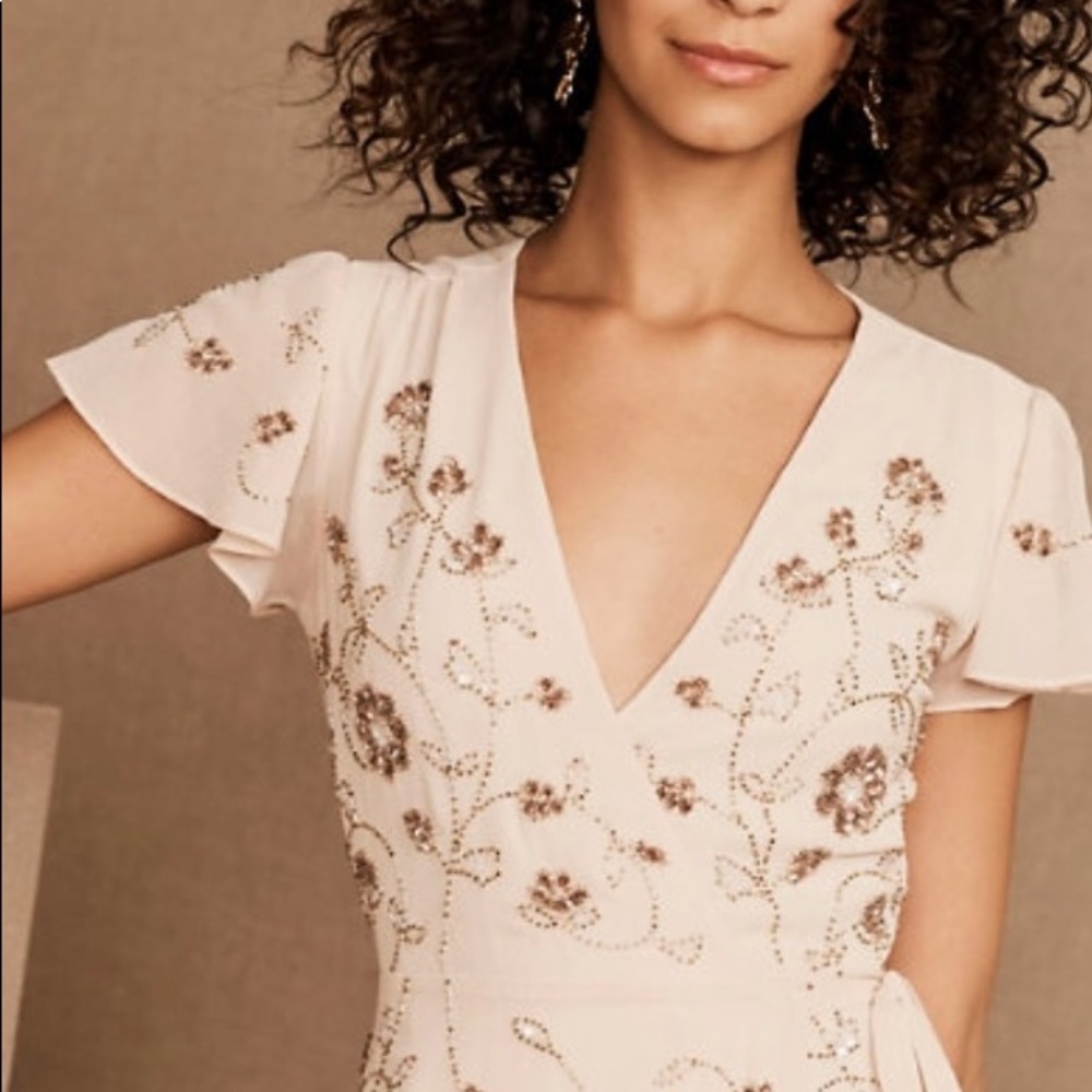 Anthropologie BHLDN Plymouth Wrap Dress blush